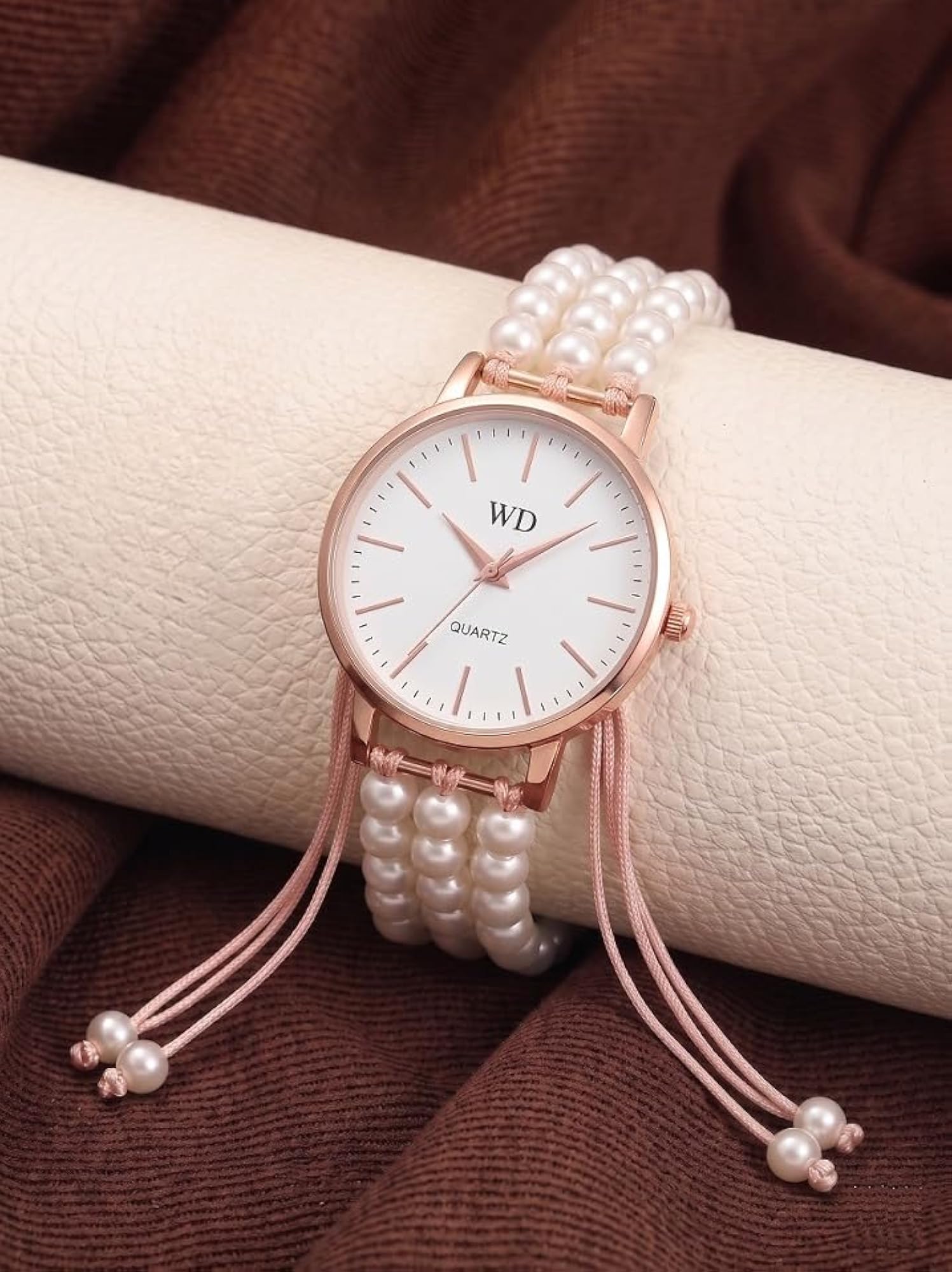 Women's Luxury Pearl Strap Analog Watch, Elegant Gift